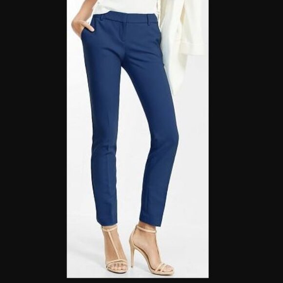 NEW Express Columnist Ankle Mid Rise Size 00 Short Stretch Grey Plaid Pants - Picture 11 of 11